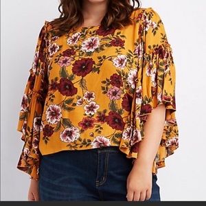 Flowy Flowers Blouse-Yellow Top